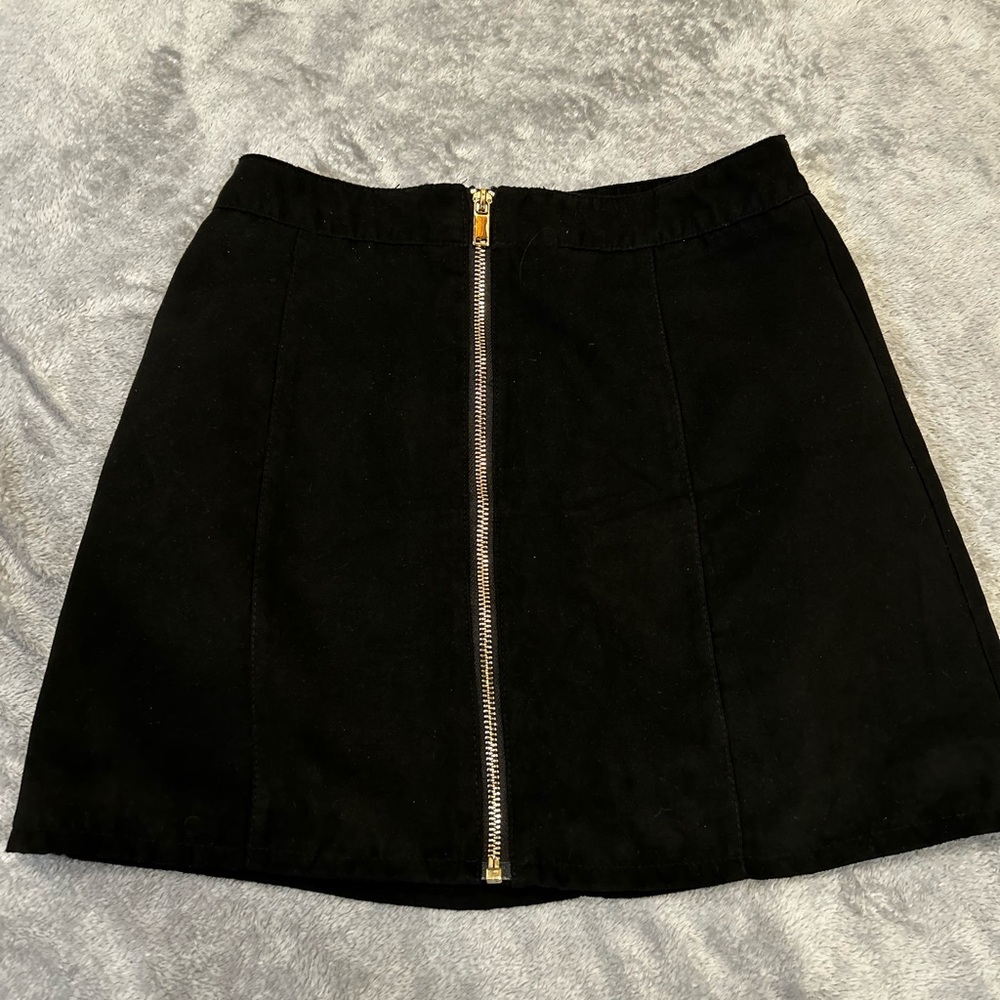 H&M Black Mini Skirt with Gold Zipper